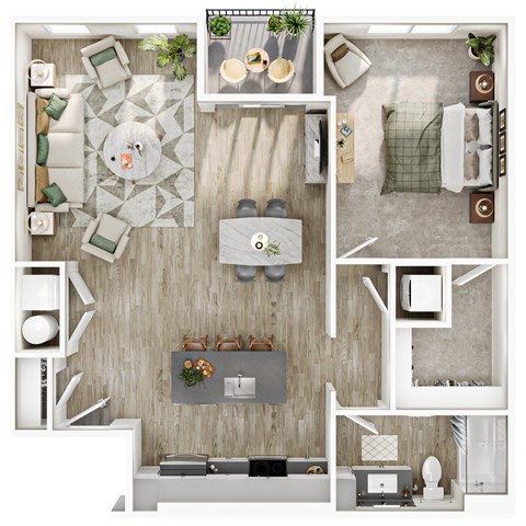 a 2 bedroom floor plan of a house with a bedroom and a living room